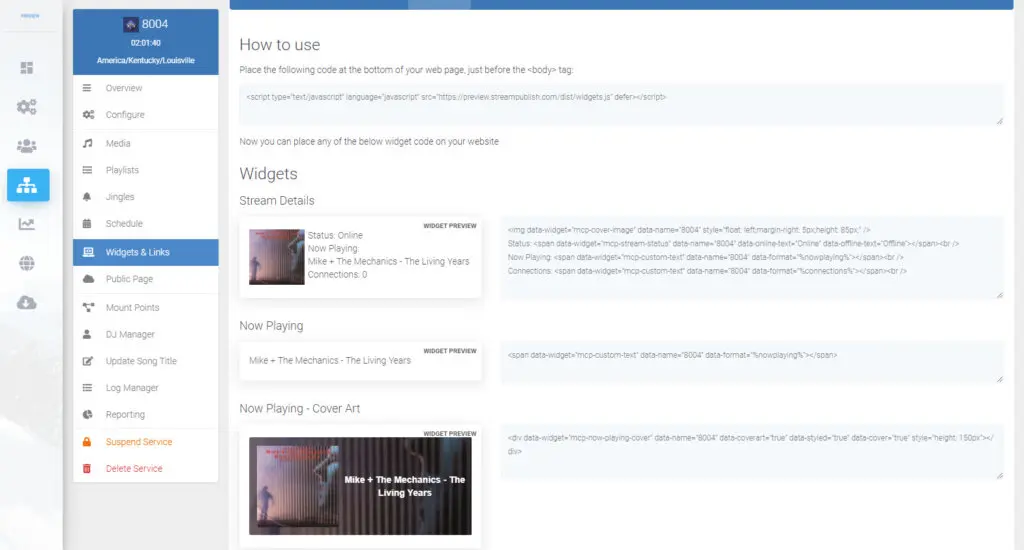 Widget lecture en cours