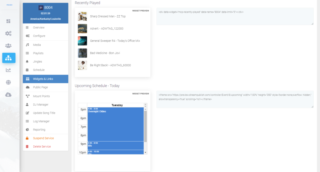 Widget titres récents et à venir