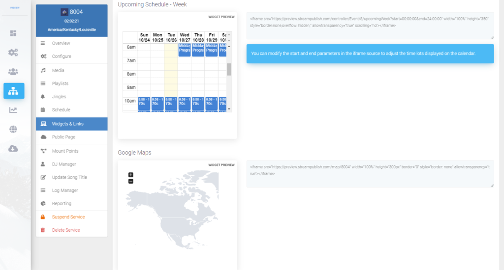 Widget cette semaine et google map