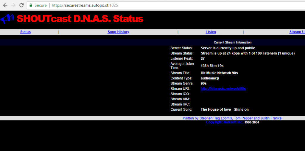 Shoutcast server secure in HTTPS